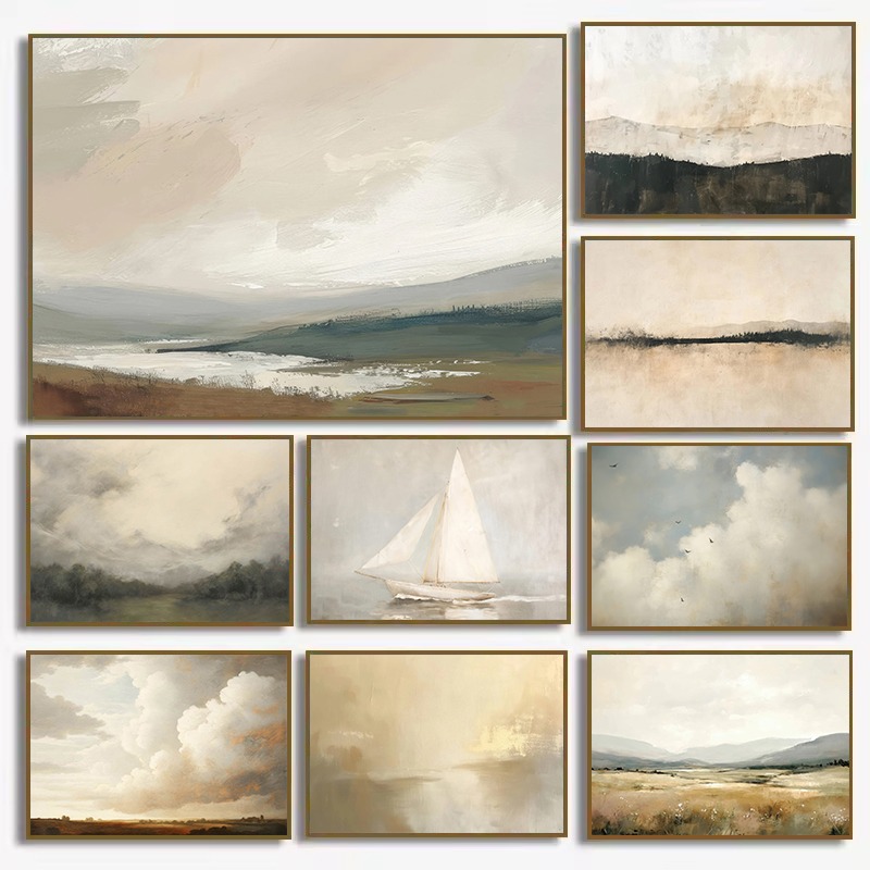 Photography Fine Art - Abstract Cloudscape Sailboat Coastal Landscape Neutral