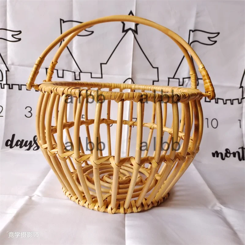 Photography Background - Retro Rattan Round Basket Chair -