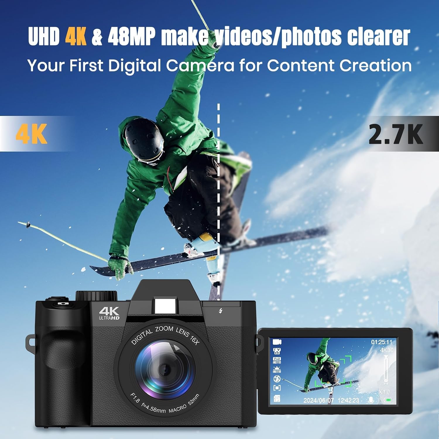 48MP Digital Camera with WiFi  - огляд і ціна Photography Zoom
